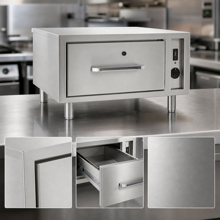 Product image #3 for RedHots Freestanding Narrow 1-Drawer Heated Warming Drawer, Stainless Steel, 240V
