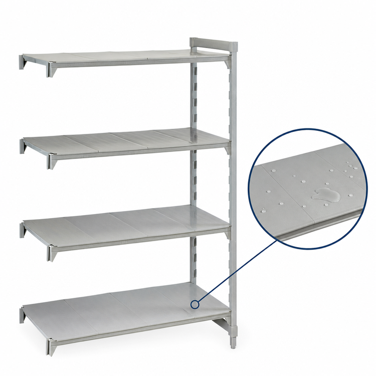 Product image #4 for Cambro Camshelving Premium 4-Shelf Solid Add-On Shelving Unit, 24" Deep x 30" Wide x 72" High, Speckled Gray