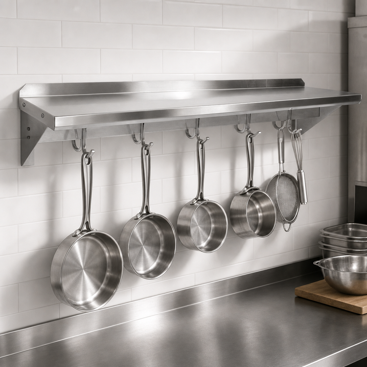 Product image #3 for John Boos Stallion 36-Inch Wall-Mounted Stainless Steel Pot Rack Shelf