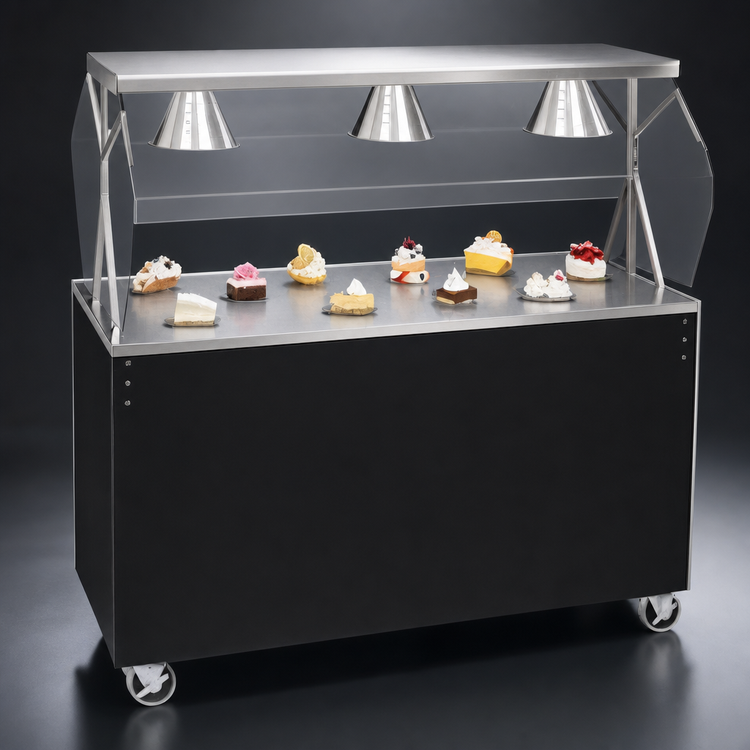 Product image #3 for Vollrath 2-Series Affordable Portable 46-Inch Mobile Utility Station with Seamless Stainless Steel Top and Buffet Breath Guard