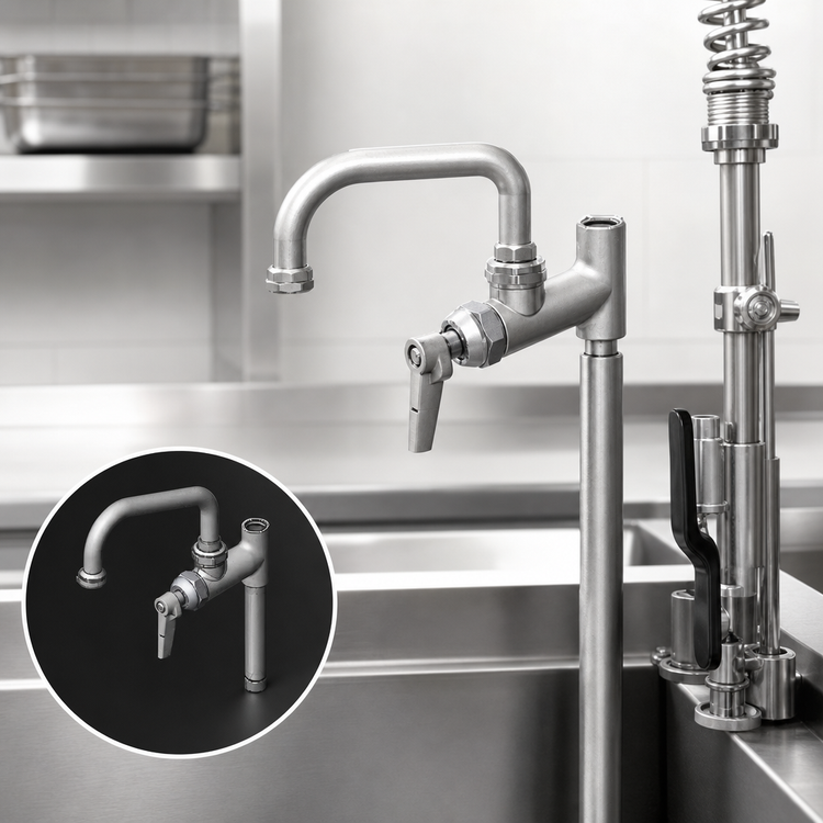 Product image #3 for Pre-Rinse Add-On Faucet with 6 Inch Swing Nozzle and 5 Inch Nipple