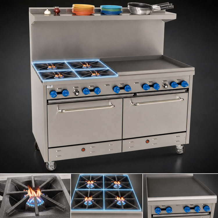 Product image #3 for Comstock-Castle 60-Inch Gas Range with 4 Open Burners, 36-Inch Griddle and 2 Standard Ovens
