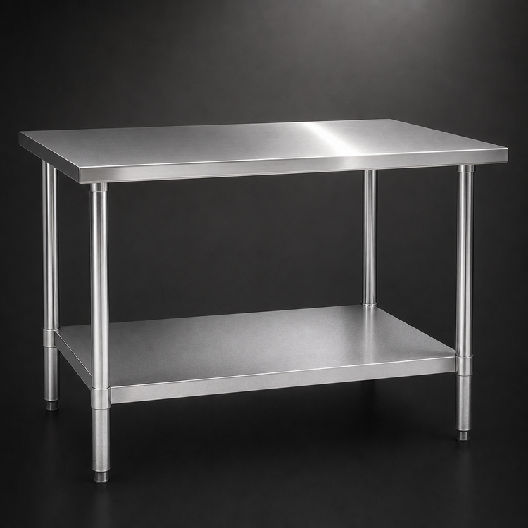 Product image #3 for Eagle Budget Series 30-Inch W x 24-Inch D Flat Top 430 Stainless Steel Work Table with Adjustable Galvanized Undershelf