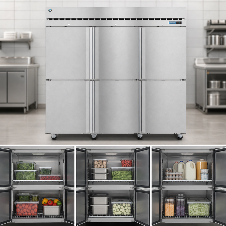 Product image #3 for Hoshizaki Steelheart Three-Section Reach-In Refrigerator with Half-Height Solid Doors
