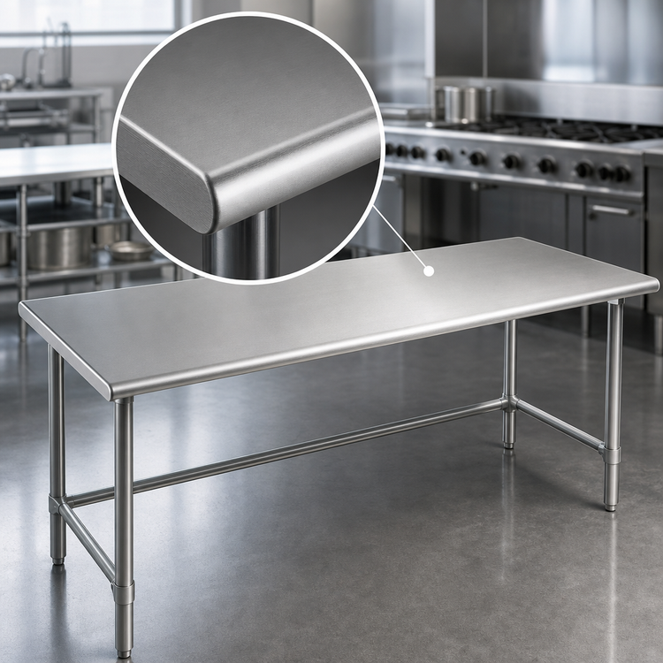 Product image #3 for Eagle Group Spec-Master 144" x 48" 14-Gauge Stainless Steel Work Table with Uni-Lok Gusset System