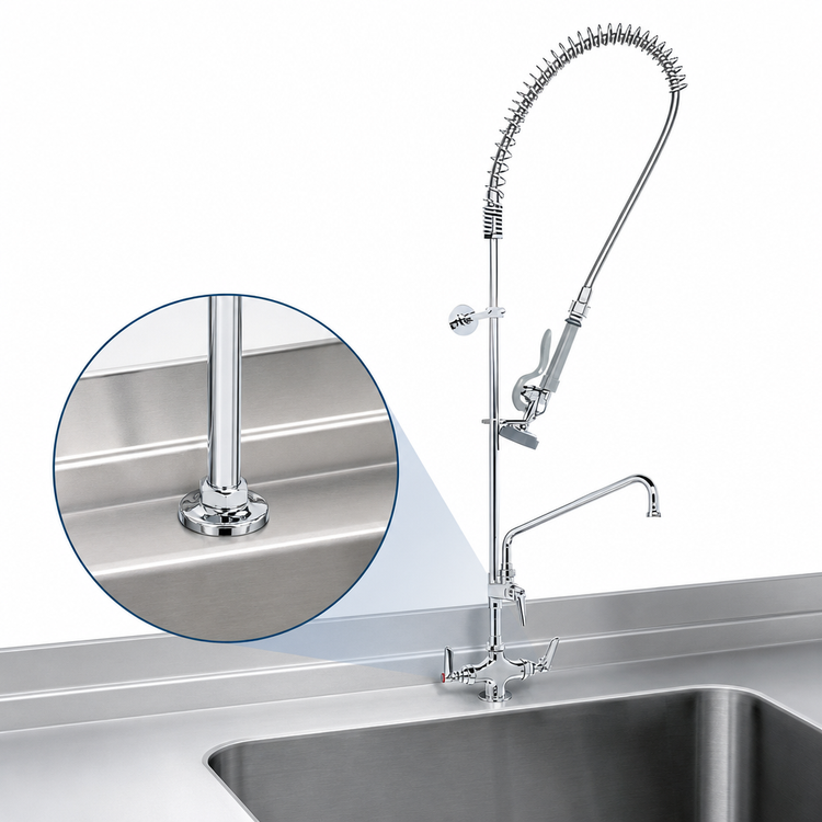 Product image #3 for T&S Brass EasyInstall Single-Hole Deck-Mount Pre-Rinse Unit with 8-Inch Add-On Faucet