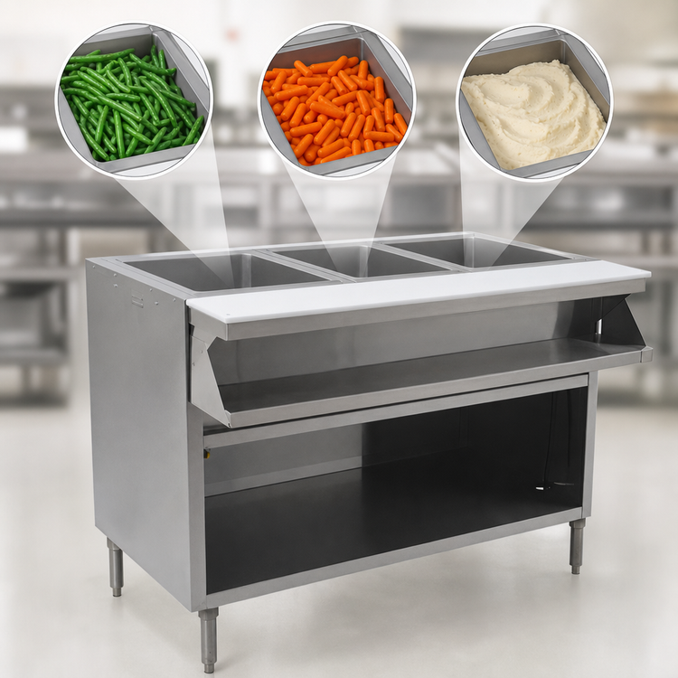 Product image #3 for Spec-Master 48-Inch Sealed Well Electric Hot Food Table with 3 Wells and Open Cabinet Base