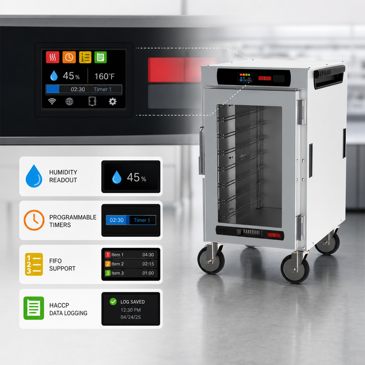 Product image #4 for Metro HotBlox Narrow 8-Pan Half-Height Mobile Insulated Holding Cabinet with Digital Touchscreen and Clear Door