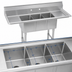 Thumbnail image #3 for Three-Compartment Stainless Steel Convenience/Deli Sink with Double Drainboards, 54 Inch