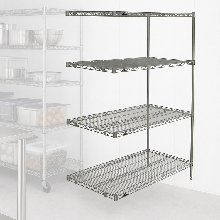 Product image #3 for Metro Super Erecta 30"W x 18"D x 63"H 4-Shelf Add-On Wire Shelving Unit, Brite Finish