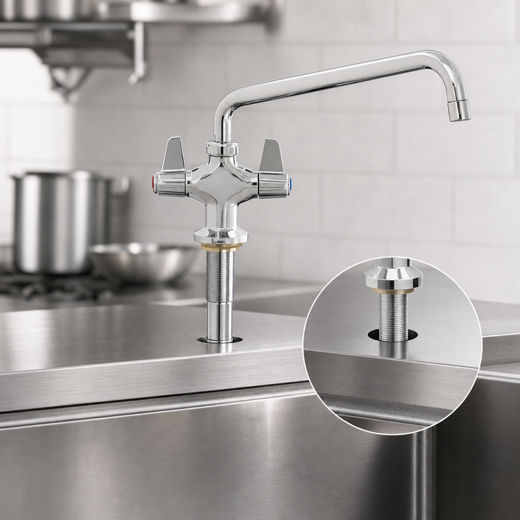 Product image #3 for equip Low-Lead Deck-Mount Single-Hole Swivel Manual Faucet with Lever Handle and 12-1/8-Inch Spread