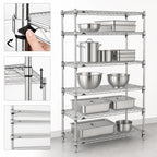 Thumbnail image #3 for Metro Super Erecta 5A527C Stationary Adjustable Wire Shelving Starter Unit, 30W x 24D x 74H, 5 Shelves, Chrome-Plated, 4 Posts