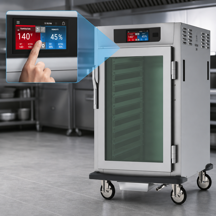 Product image #3 for Metro C5 9 Series Half-Height Pass-Thru Controlled Humidity Heated Holding and Proofing Cabinet, 8 Full-Size Pan Capacity, Glass and Solid Doors