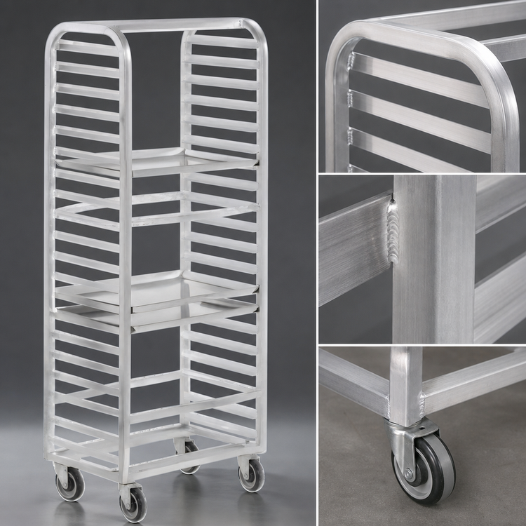 Product image #3 for Channel Standard Heavy-Duty Mobile Side-Load Aluminum Bun Pan Rack, 12-Pan Capacity