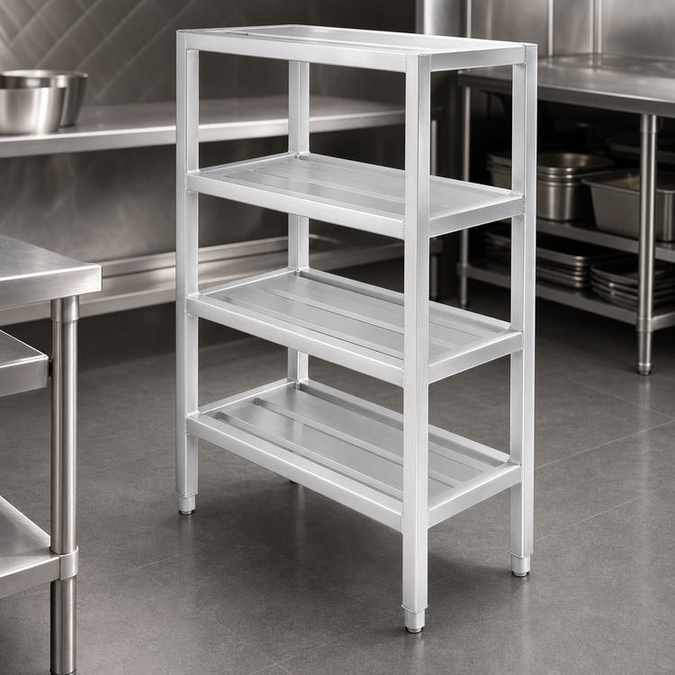 Product image #3 for Channel Manufacturing Lifetime Tough All-Welded Tubular Style 4-Shelf Dunnage Shelving, 36"W x 24"D x 64"H, Aluminum