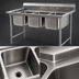 Thumbnail image #3 for Eagle Group 414 Series Three-Compartment Coved Corner Sink, 58-3/4 Inch Wide, 16 x 20 Inch Bowls, No Drainboards