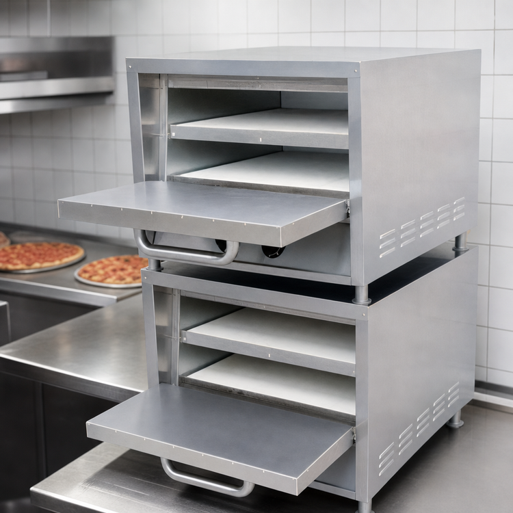 Product image #3 for Admiral Craft PO-22 Stackable 2-Deck Electric Pizza Oven with Ceramic Hearth Shelves
