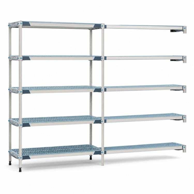Product image #3 for MetroMax i 5-Shelf Add-On Polymer Shelving Unit, 24"W x 24"D x 74"H, Blue, Open Grid