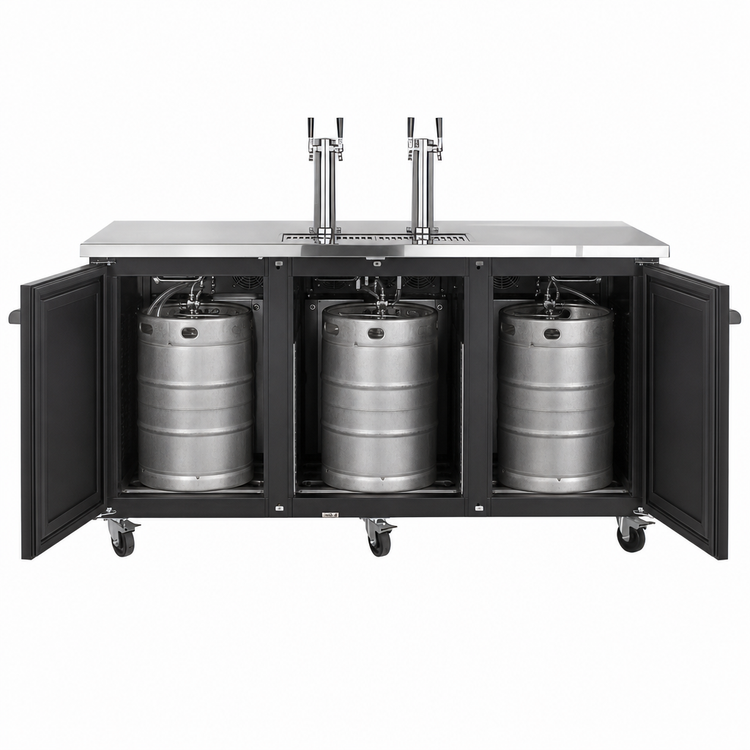 Product image #3 for Maxx Cold X-Series Flat-Top Commercial Keg Cooler with Dual Draft Towers, 4 Faucets, and 3-Keg Capacity