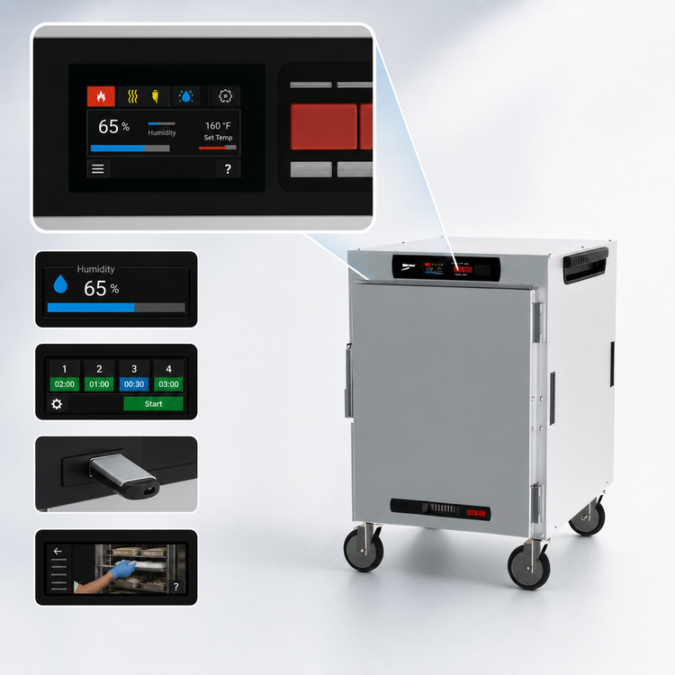 Product image #4 for Metro HotBlox Wide 8-Pan Half-Height Mobile Insulated Holding Cabinet with Digital Touchscreen and Solid Door