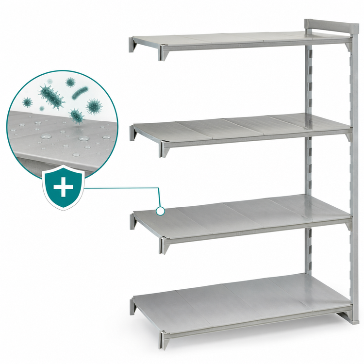 Product image #4 for Cambro Camshelving Premium 4-Shelf Solid Add-On Polymer Shelving Unit, 21 x 72 x 64 Inches