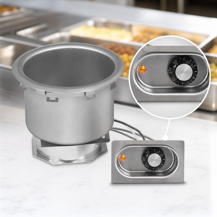 Product image #3 for Eagle Group 7-Quart Round Drop-In Electric Food Warmer with Thermostatic Control, 120V, Wet/Dry, No Drain