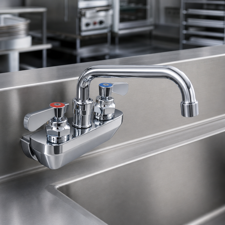 Product image #3 for OptiFlow Heavy Duty Lead-Free Solid Body Splash Mount Faucet with 10-Inch Swing Spout, 4-Inch Centers