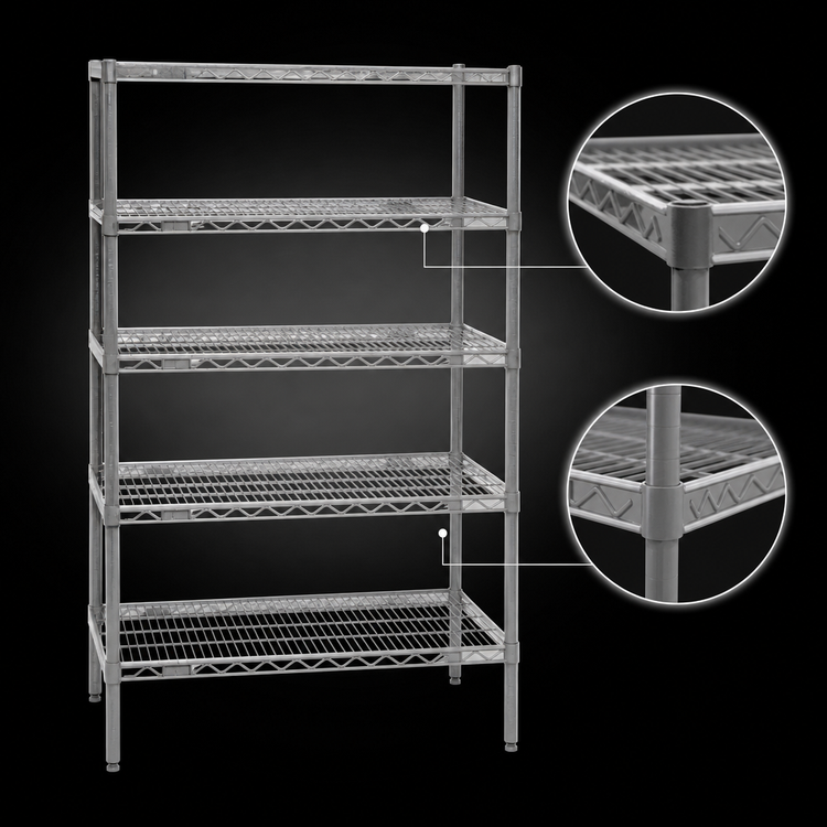 Product image #3 for Eagle Group Valu-Master 24" x 24" x 86" 5-Shelf Wire Starter Shelving Unit, Pewter Gray Epoxy