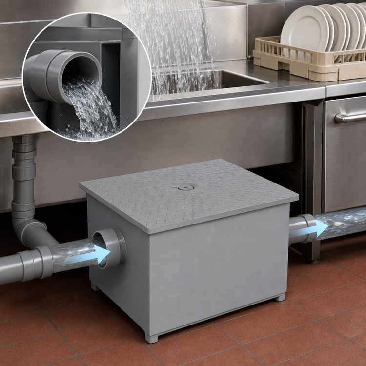 Product image #3 for Klinger's Trading GT-08 4 GPM Grease Interceptor, 8 lb Capacity