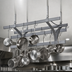 Thumbnail image #3 for Eagle Group Ceiling-Mounted Triple-Bar Aluminum Pot Rack with 36 Double-Pronged Hooks