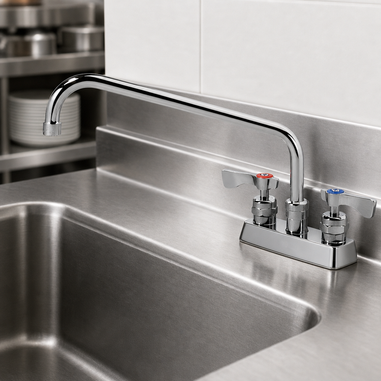 Product image #3 for Krowne Royal Series Low-Lead Deck Mount Manual Faucet with 16-Inch Standard Swing/Swivel Spout, 4-Inch Centers
