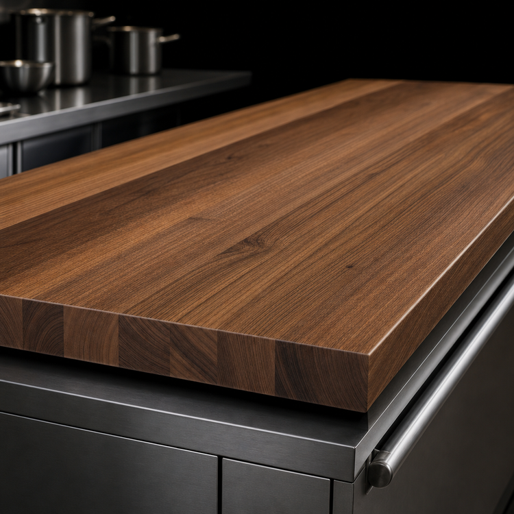 Product image #3 for John Boos Boos Block American Black Walnut Edge Grain Kitchen Countertop, 96 x 30 x 3 Inches, Varnique Finish