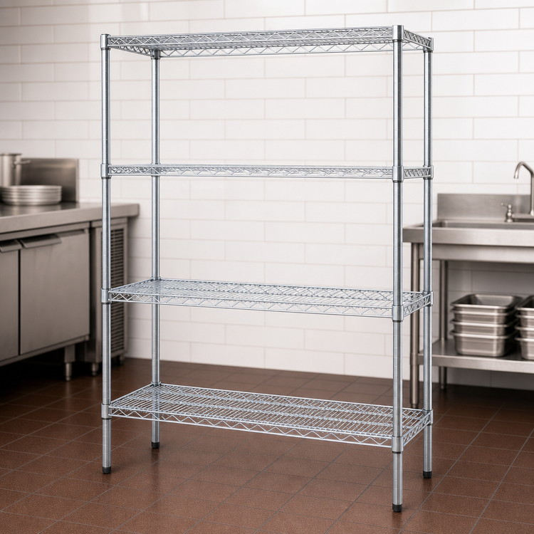 Product image #3 for EAGLEbrite 4-Tier Stationary Wire Shelving Starter Unit, 60W x 24D x 74H, Zinc Finish