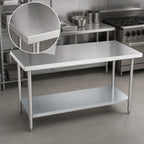 Thumbnail image #3 for Duke Manufacturing 316-3048 48 x 30 x 36 Inch Stainless Steel Work Table, 16-Gauge 300 Series Flat Top, Galvanized Undershelf