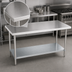 Thumbnail image #3 for Duke 48-Inch x 30-Inch Stainless Steel Work Table with Galvanized Undershelf and Posts