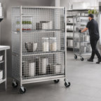 Thumbnail image #3 for Metro Super Erecta SEC35S-SD Mobile Standard-Duty Stainless Steel Wire Security Cage, 52-3/4" W x 21-1/2" D x 62" H
