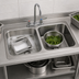 Thumbnail image #3 for BK Resources Two-Compartment Drop-In Sink with Faucet and Basket Drains, 45-1/4