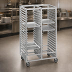 Thumbnail image #3 for Channel Manufacturing 422A3 Double-Section Aluminum Cafeteria Tray Rack, 36"H, 4" Spacing, Open Sides, 18" x 26" Trays