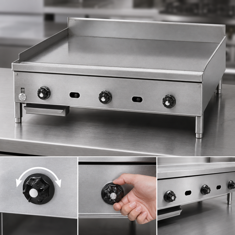 Product image #3 for Supreme 24-Inch Gas Countertop Griddle with 1-Inch Smooth Steel Plate and Manual Controls