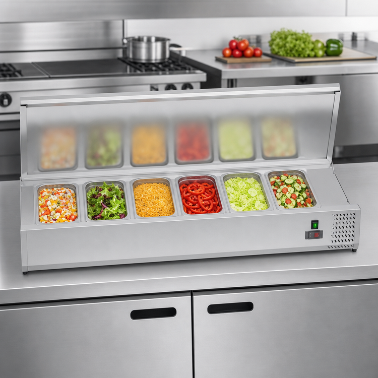 Product image #3 for KoolMore 59-Inch Refrigerated Countertop Prep Unit with 6 x 1/3 Pan Capacity