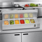 Thumbnail image #3 for Koolmore SCDC-6P-SSL 59-Inch Stainless Steel Refrigerated Countertop Prep Unit, 6 x 1/3 Pan Capacity, Digital Controls, Self-Contained