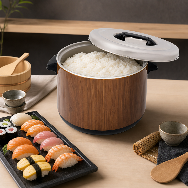 Product image #3 for RiceMaster 18 Qt Sushi Rice Container, Wood Grain Exterior