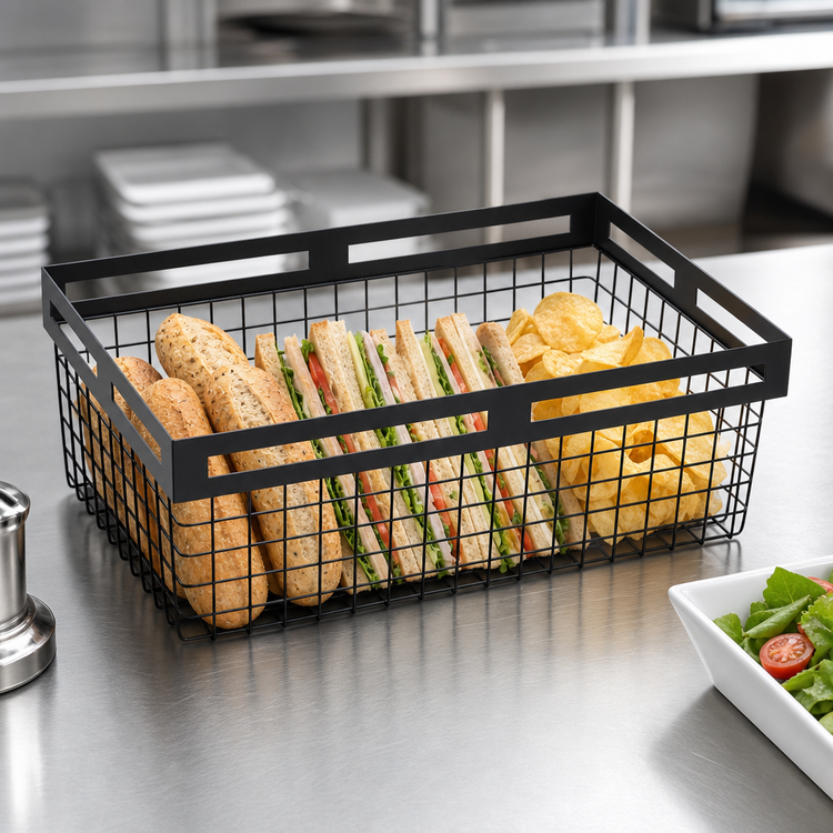 Product image #4 for Twilight Rectangular Nestable Metal Serving Basket, 20-3/8 x 12-3/10 x 8 Inches, Black