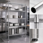 Thumbnail image #3 for Quantum WR86-2136S-5 Stationary Stainless Steel Wire Shelving Starter Unit, 36"W x 21"D x 86"H, 5 Shelves