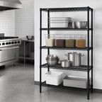 Thumbnail image #3 for Quantum WR86-1242BK Stationary 4-Shelf Wire Shelving Starter Unit, 42"W x 12"D x 86"H, Black Epoxy