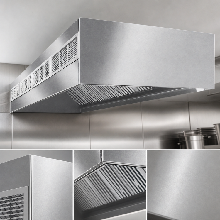 Product image #3 for SpecAir HEF96-78 Wall Type Front Discharge Make-Up Air Commercial Kitchen Exhaust Hood, 78"W