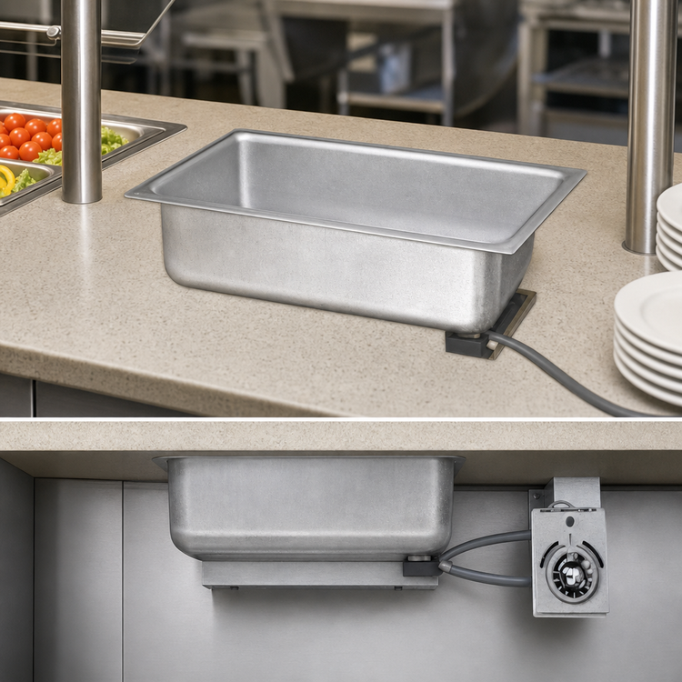 Product image #3 for APW Wyott BM-30D Built-In Electric Bottom-Mount Hot Food Well, 1 Full-Size Pan, Wet or Dry Operation, With Drain