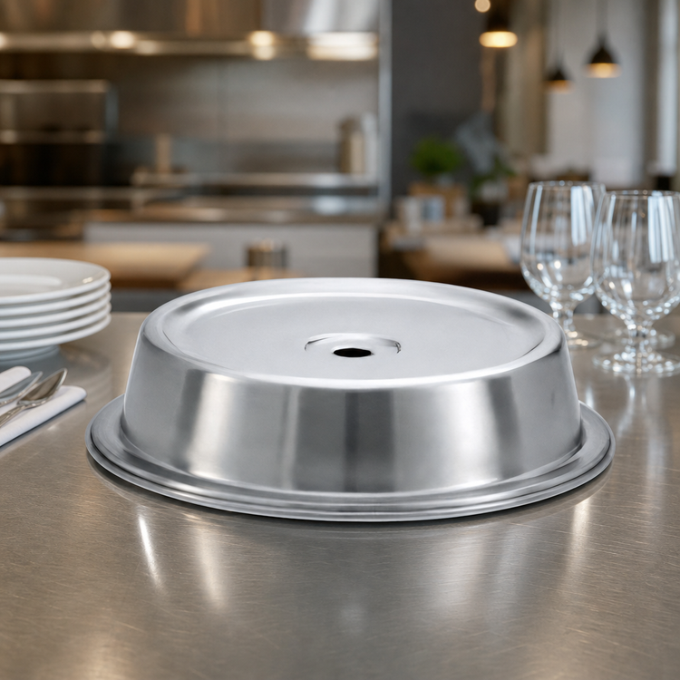 Product image #3 for Vollrath Stainless Steel Satin Finish Round Plate Cover for 10 11/16 to 10 3/4 Inch Plates