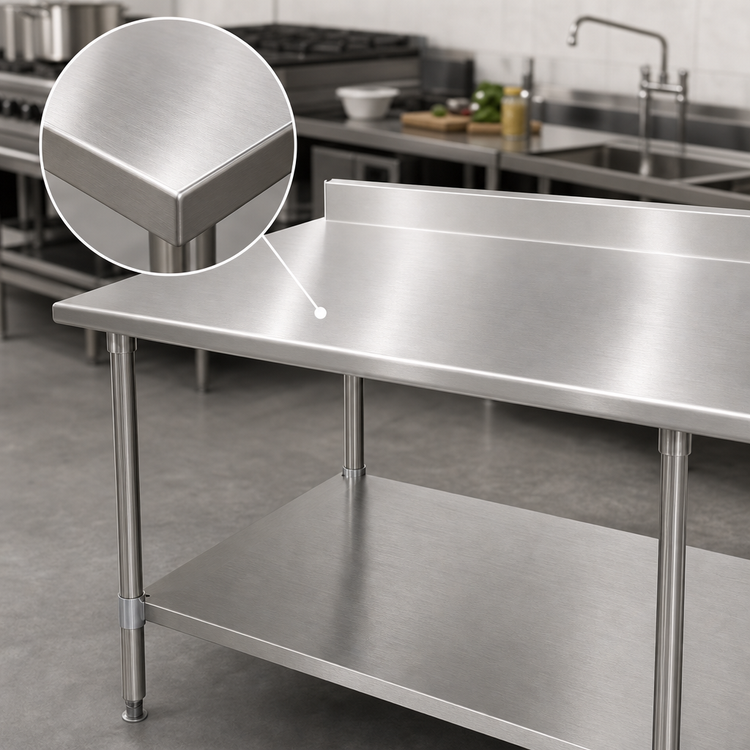 Product image #3 for Eagle Deluxe 72-Inch x 30-Inch Stainless Steel Work Table with 4-1/2-Inch Backsplash and Undershelf