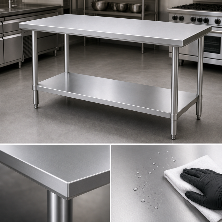 Product image #3 for Duke 30 x 24 Inch 16-Gauge 400-Series Stainless Steel Work Table with Undershelf